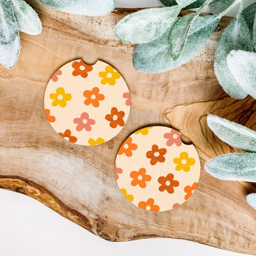 Daisy Car Coasters 2 Cup Holder Inserts Cute Car Etsy