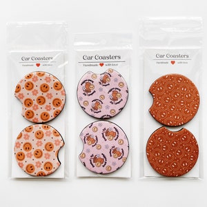 Sottobicchieri carini per auto, sottobicchieri per auto retrò, sottobicchieri per auto preppy, accessori per auto carini, regalo per auto, regalo di compleanno per donne, sottobicchieri portabicchieri