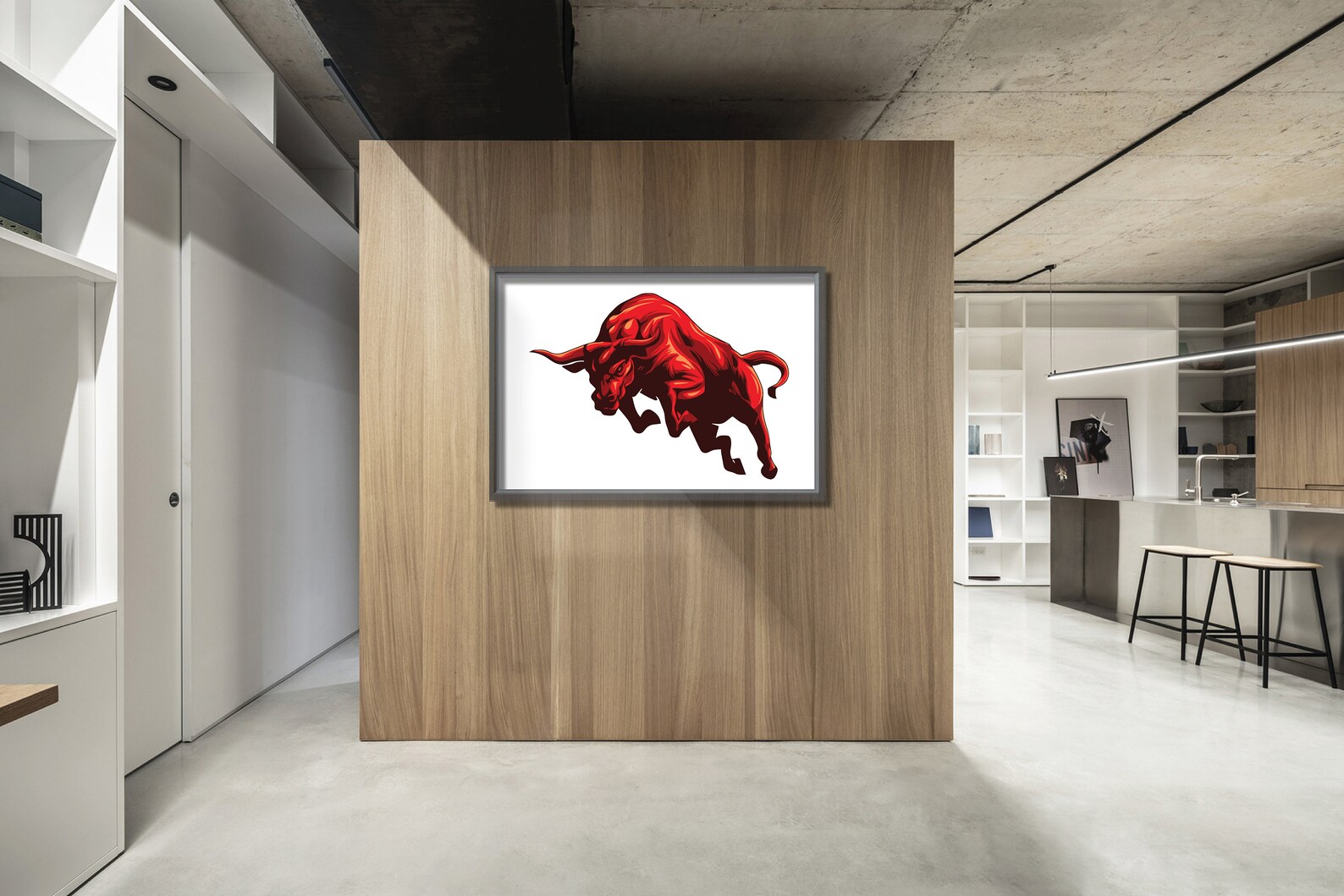 Red Bull Wall Art Large Abstract Modern Contemporary Wood Etsy