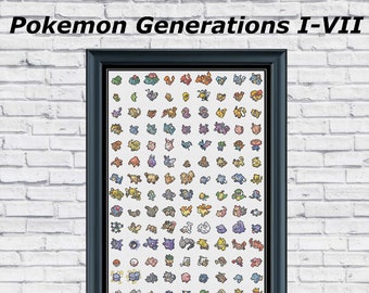 Pokemon Generations I - VII Cross Stitch Pattern Collection