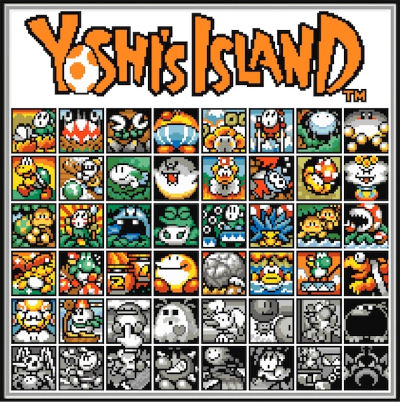 スーパーマリオ2: ヨッシーアイランドレベルセレクトクロスステッチ