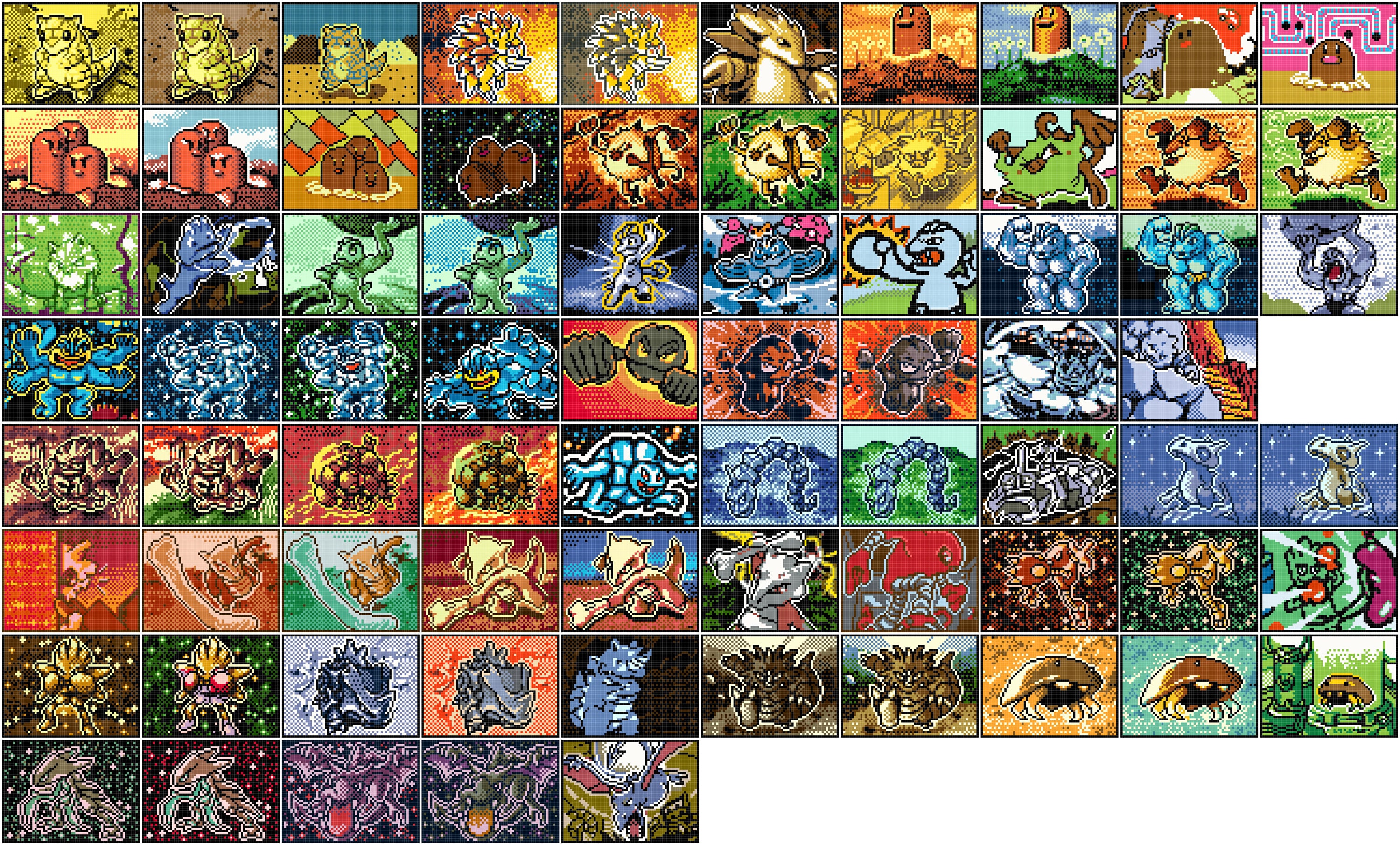 Pokemon blue game cs1100-0, counted cross stitch pattern kit and pdf