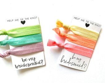 Custom Bridesmaid Hairtie Cards, Will You Be My Bridesmaid, Bridesmaid Proposal, Bridal Party Gifts, Help Me Tie The Knot, Hair Tie Card