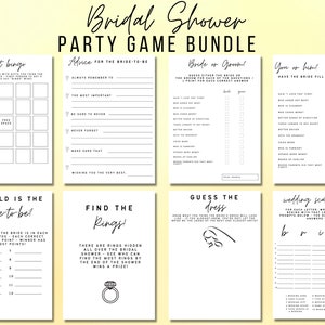 Bridal Shower Printable Party Games, Instant Download, Bridal Shower Activities, Minimalist, Wedding Shower Games