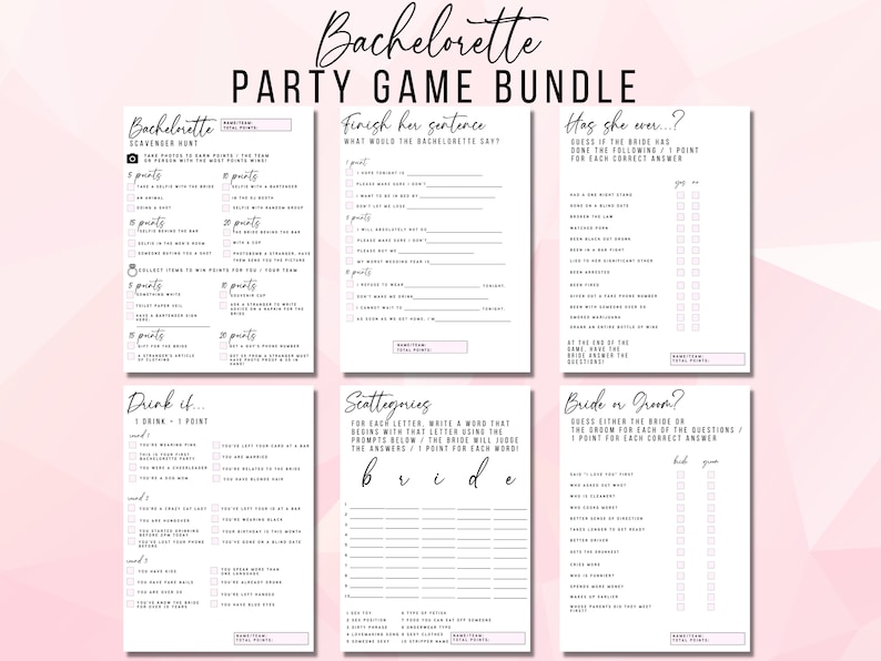 Bachelorette Printable Party Games Instant Download - Etsy