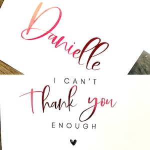 Thank You Card for Bridesmaids with Envelope, Maid Of Honor Card, Personalized Thank You, On My Wedding Day Card, Foil Bridesmaid Card