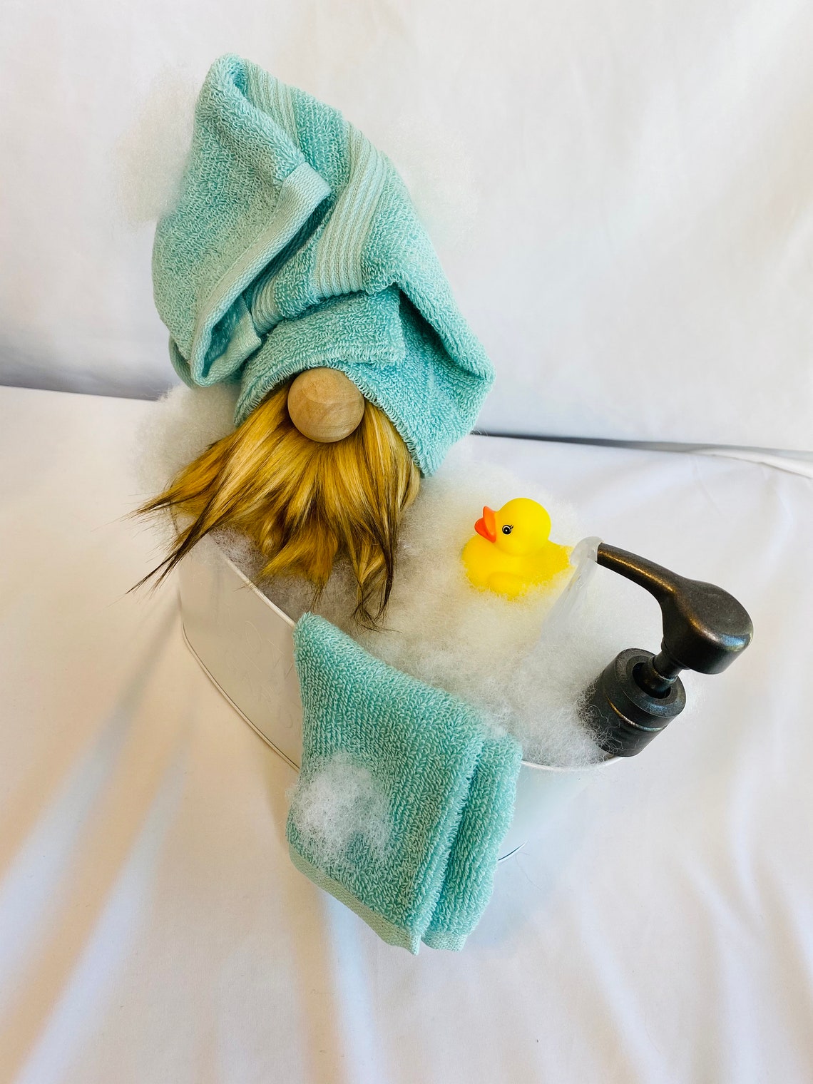 Bathtub Gnome cute mint green bathroom decor. Bathing gnome Etsy