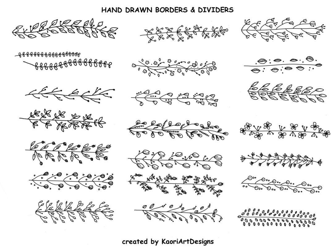 Hand Drawn Clipart Botanical Borders Clip Art Floral Design Etsy