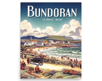 Bundoran - 1920's style vintage travel poster - by artist John Carver