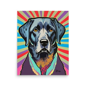 Pop Art Black Labrador Print: Modern Dog Wall Art (20x16in)