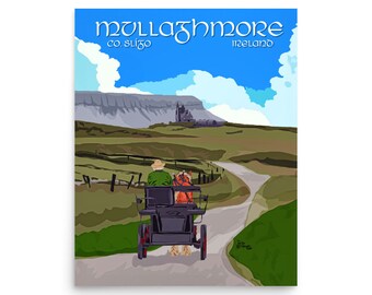 Mullaghmore - Benbulben - Classiebawn Castle - Ted the Heavy Horse - Art Deco - Vintage Style Travel Poster by John Carver