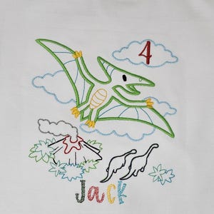 Dinosaur Birthday Shirt, Pteranodon Birthday Shirt, Embroidered Birthday Shirt, Prehistoric Birthday Shirt, Girls and Boys Birthday Outfit
