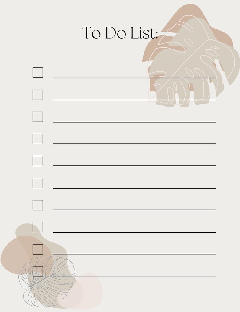 To Do List. Task Checklist, Template. Letter PDF, Fillable Editable ...