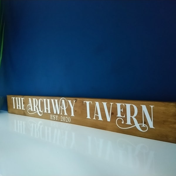 Large 100cm long, personalized wooden bar sign. Outdoor pub sign. Business name sign. Personalised custom hand painted or sign vinyl.