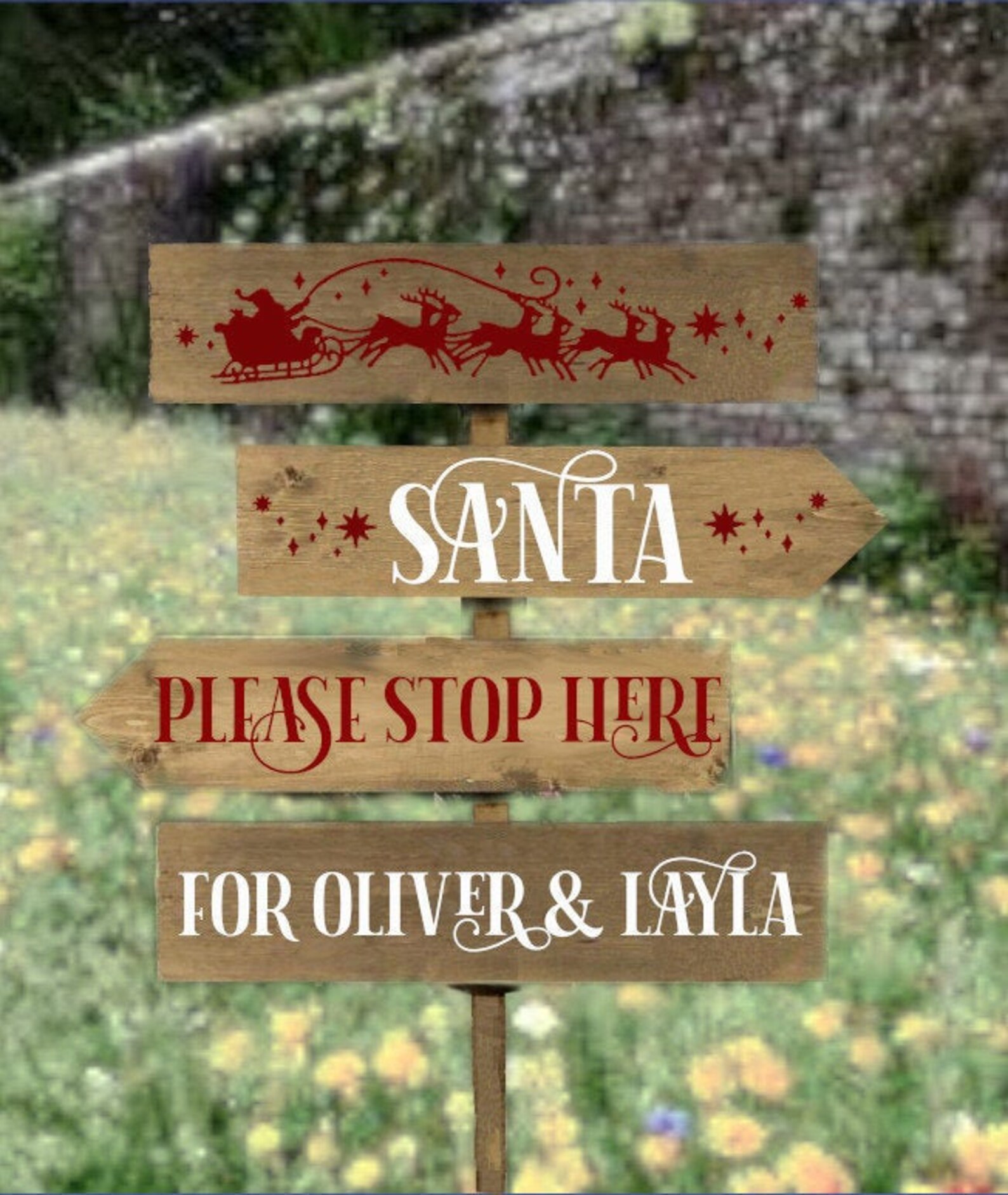 Christmas Outdoor Sign Post Decoration. Personalised Rustic Etsy