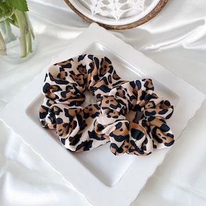 Cheetah Print Viscose Scrunchie | XL Leopard Scrunchy | Oversized Animal Print Hair Accessory | Bridal Shower Party Favor | Women&#39;s Gifts