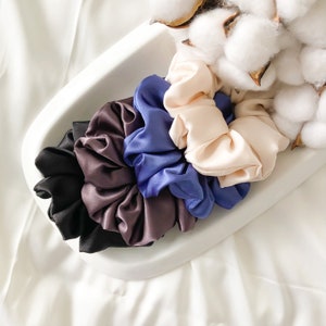 Winter Nights Silk Scrunchie Set | Dark Neutrals Silk Satin Scrunchy Pack | Christmas Gifts for Her | Silk Chouchou | New Year's Gift Idea