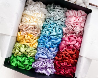 Custom Silk Scrunchie Set | Make Your Own Satin Scrunchie Pack | Personalized Gifts for Her | Girlfriend Gift Ideas | Bridesmaid Box