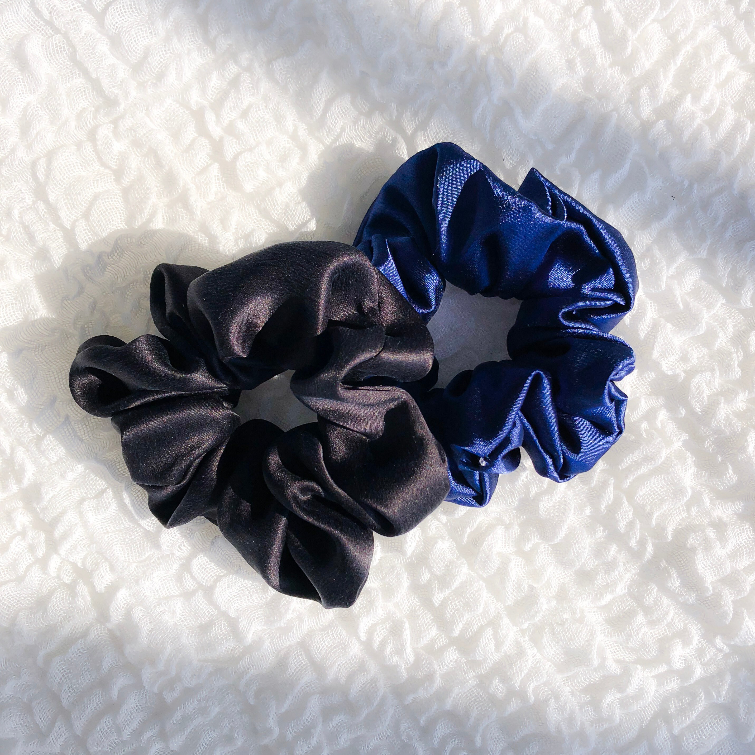 Gold-black-navy Silk Scrunchie Set | Aesthetic Silk Scrunchy  display picture 3
