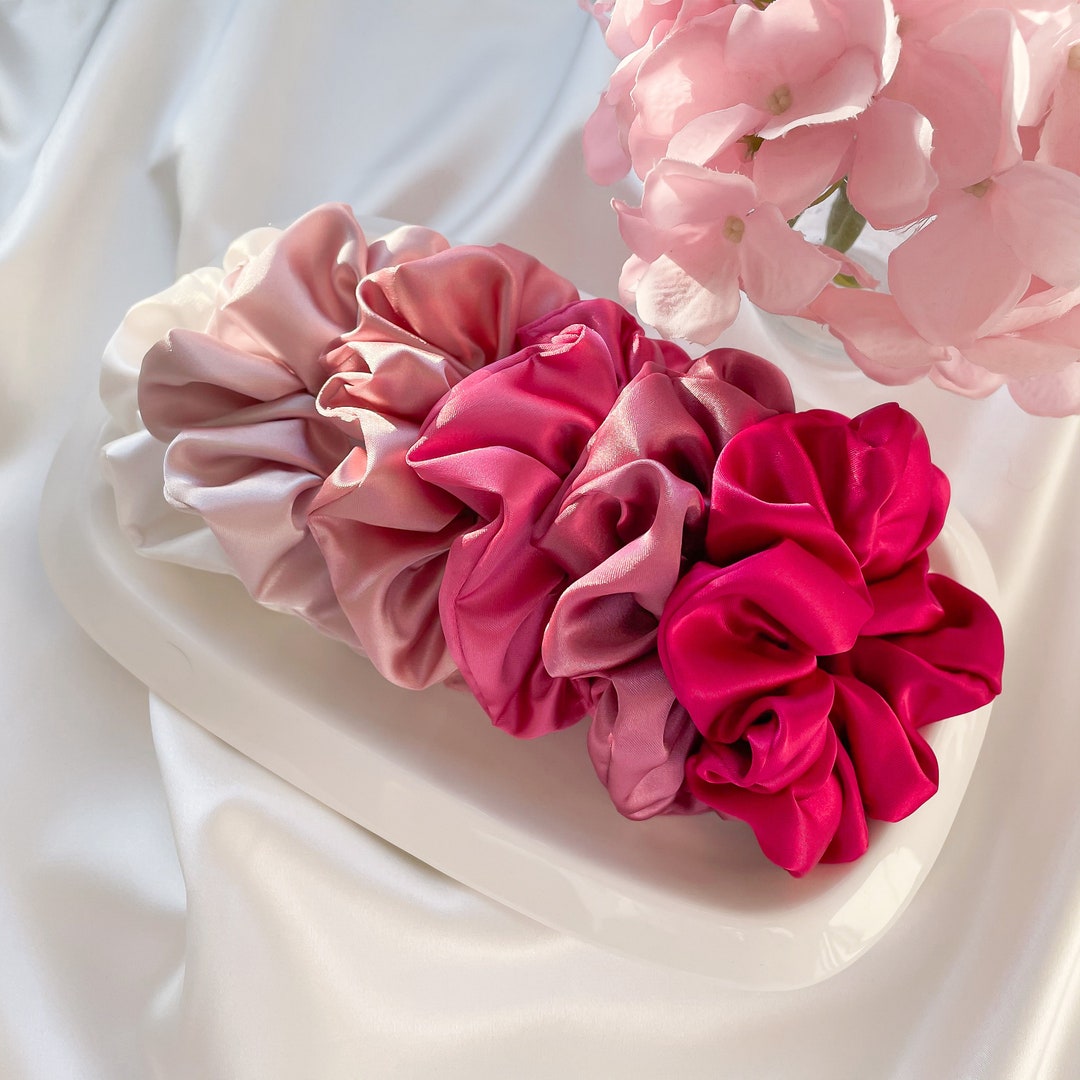 Pink Shades Silk Scrunchie Set Rose Silk Scrunchy Pack Luxury Summer ...