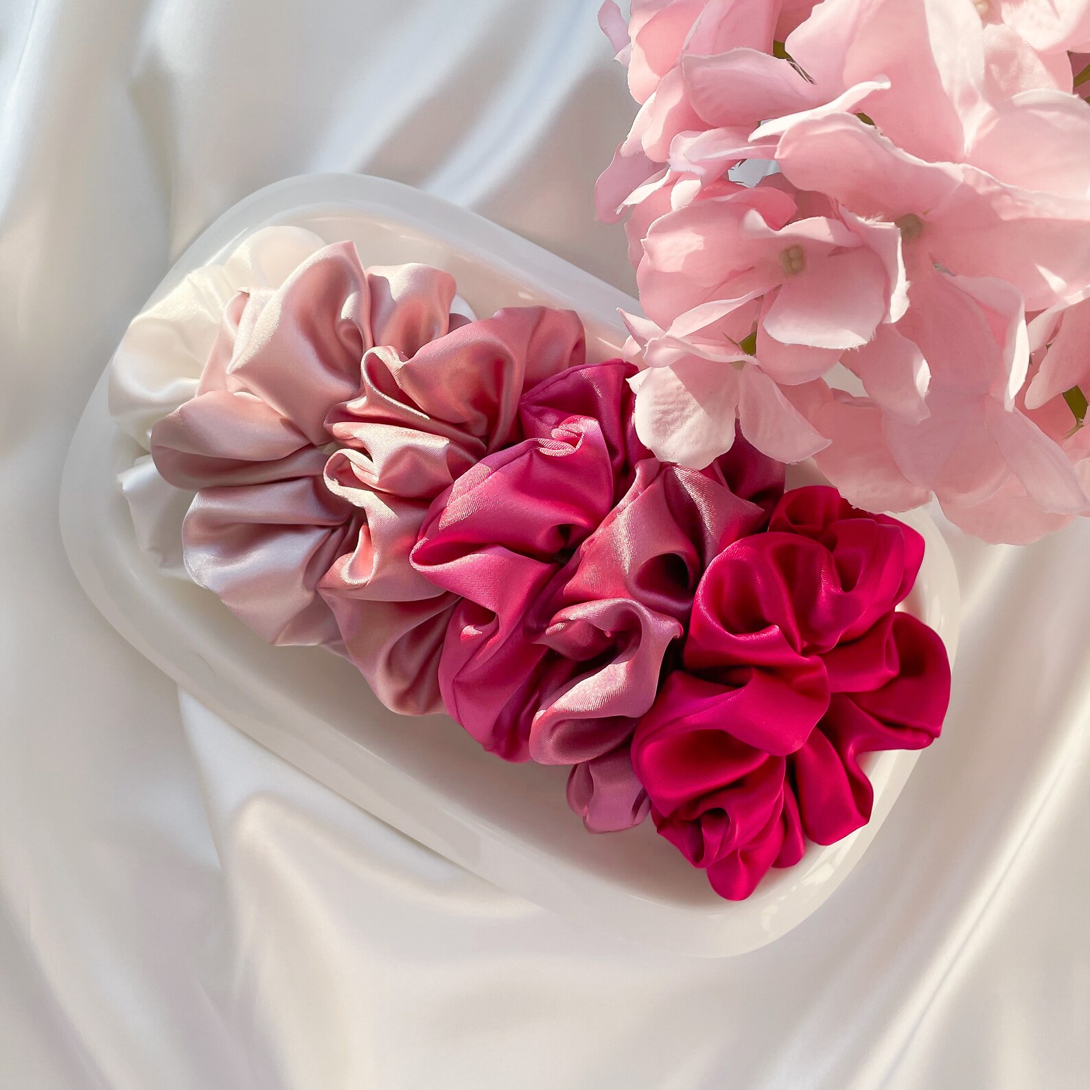 Pink Shades Silk Scrunchie Set Rose Silk Scrunchy Pack - Etsy Canada
