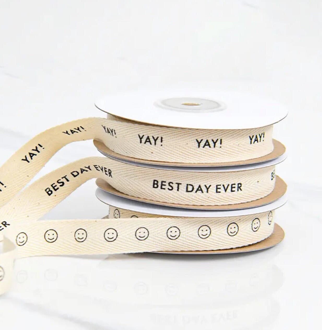 Cotton Herringbone Custom Ribbon Natural- 10 Yards