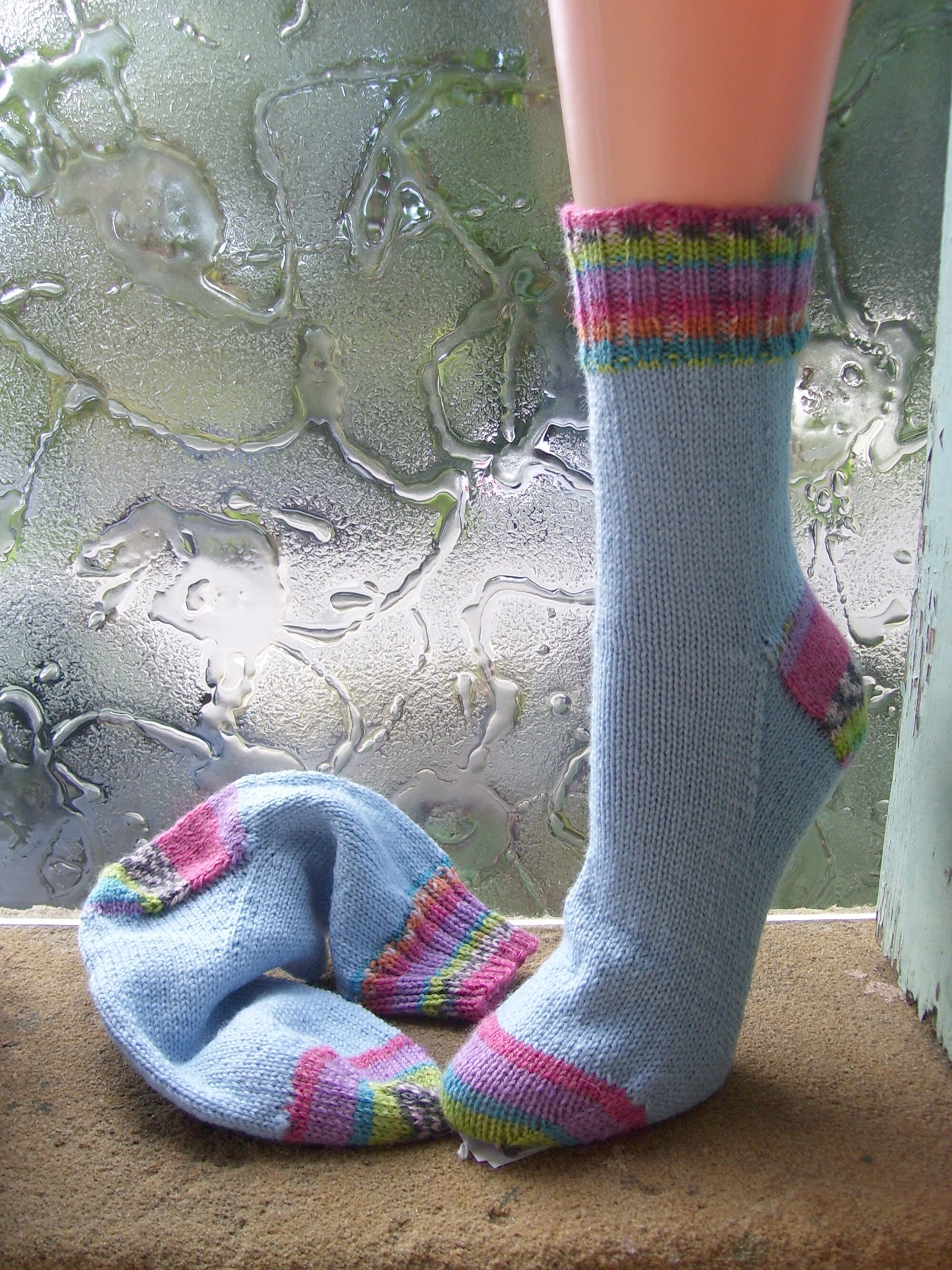 Hand knitted socks adult Australian wool blue with Etsy