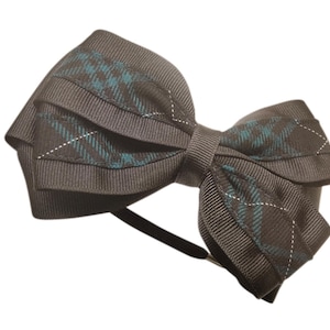 Plaid and Ribbon Bow on Headband, School Uniform, Plaid headband, Plaid Bows, Back to School, Hair accessory
