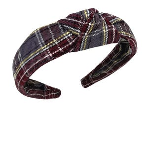 Handmade Knotted Plaid Headband, School Uniform Hair Accessory