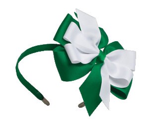 Handmade Two-Tone Cheer Bow Headband, 5 Inch School Spirit