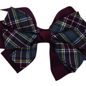 Large Pinwheel Bow, School Uniform, Plaid Bows, Back to School, Hair accessory