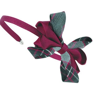 Covered Headband with Carnival Bow, School Uniform, Plaid headband, Plaid Bows, Back to School, Hair accessory