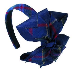 Spiked Bow on Headband, School Uniform, Plaid headband, Plaid Bows, Back to School, Hair accessory