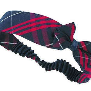 Elastic Headband, School Uniform, Plaid headband, Plaid Bows, Back to School, Hair accessory