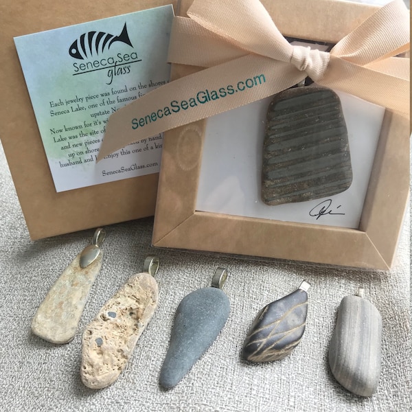 Seneca Sea Glass Necklace Stone Collection 2 | Naturally found at Seneca Lake | Made in USA |  FREE Shipping