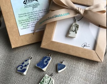 Seneca Sea Glass Necklace | Sea Pottery Collection 1 | Rare | Naturally found at Seneca Lake | Made in USA |  FREE Shipping