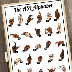 Sign Language Alphabet Chart • ASL ABCs Chart • Sign Language ABCs • ASL Printable Chart • Classroom Poster Wall Art • ASL Wall Decor Art