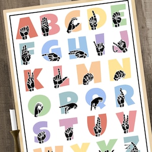 ASL Sign Language Alphabet Chart • ASL ABCs Chart • American Sign Language • Printable Chart • Classroom Poster Wall Art • ASL Wall Decor