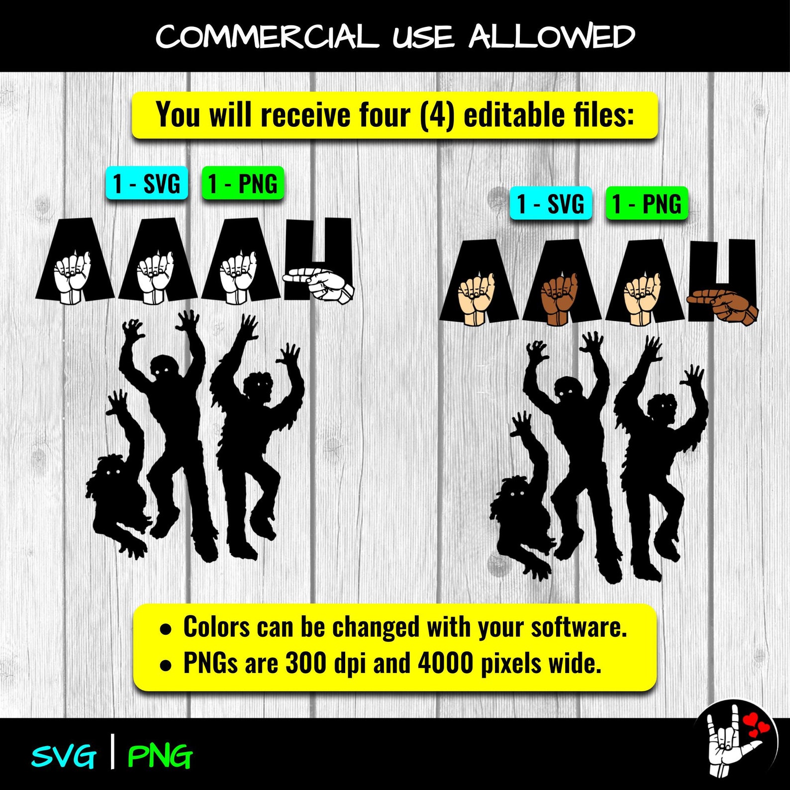 ASL SVG Aaah Zombies Sign Language SVG Cut Files Etsy Singapore