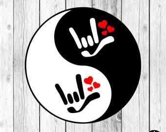 ILY I Love You Yin Yang ASL SVG • Sign Language Cut File