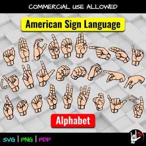 ASL SVG Sign Language Alphabet SVG • American Sign Language svg • asl Alphabet • Sign Language Clipart • asl svg png • cut files printable