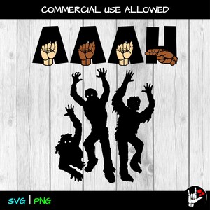 ASL SVG • Aaah Zombies • Gebarentaal SVG • geknipte bestanden • afdrukbaar • Amerikaanse gebarentaal • Asl clipart • gebarentaalontwerp • svg png
