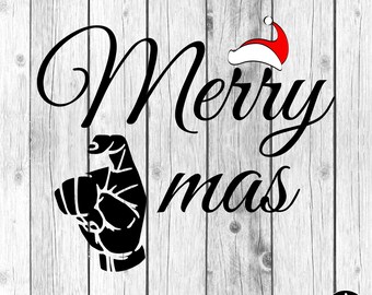 ASL Merry Xmas SVG • Sign Language Clipart (Digital Download)