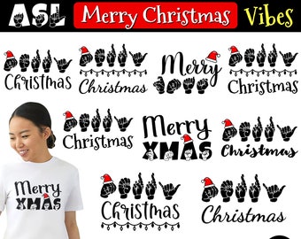 ASL Merry Christmas SVG • Fingerspelling Hand Sign (Digital Download)