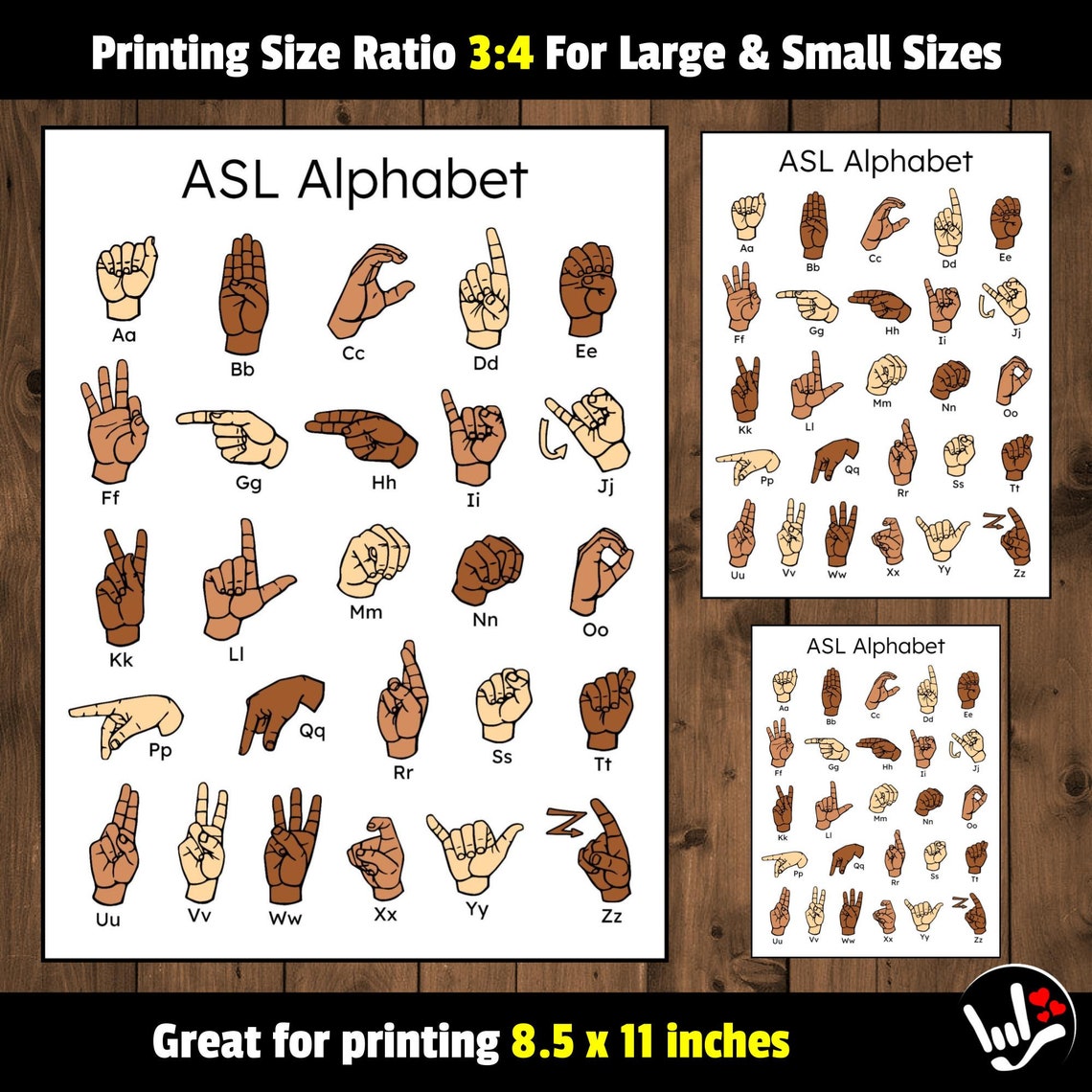 ASL Sign Language Alphabet Charts • ASL Abcs • American Sign Language ...