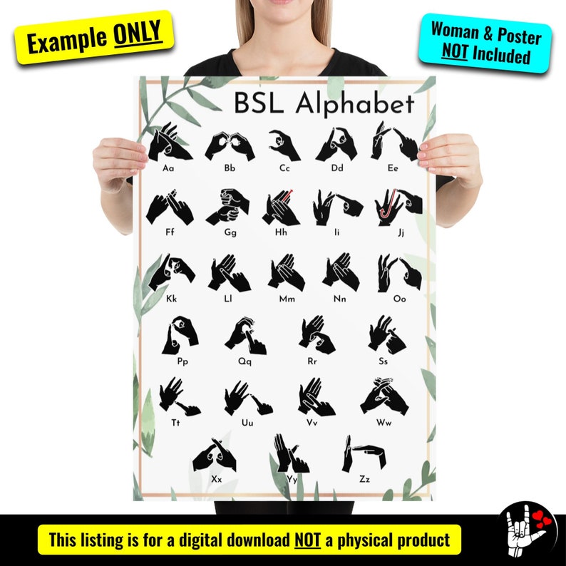 BSL Sign Language Alphabet Chart BSL ABCs Sign Language | Etsy