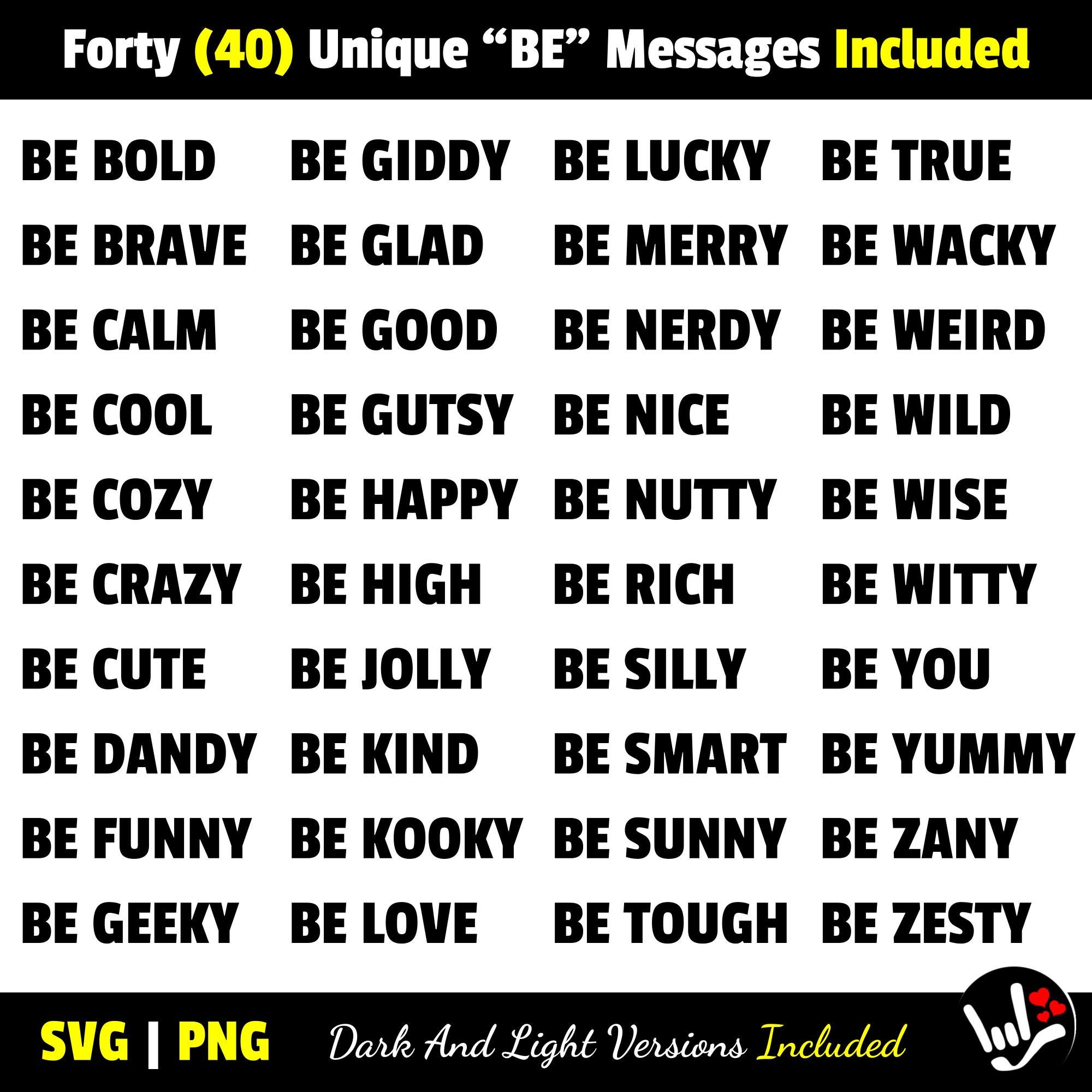 ASL BE Messages SVG Bundle American Sign Language Svg Etsy