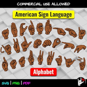 ASL SVG Sign Language Alphabet SVG • American Sign Language svg • asl Alphabet • Sign Language Clipart • asl svg png • cut files printable