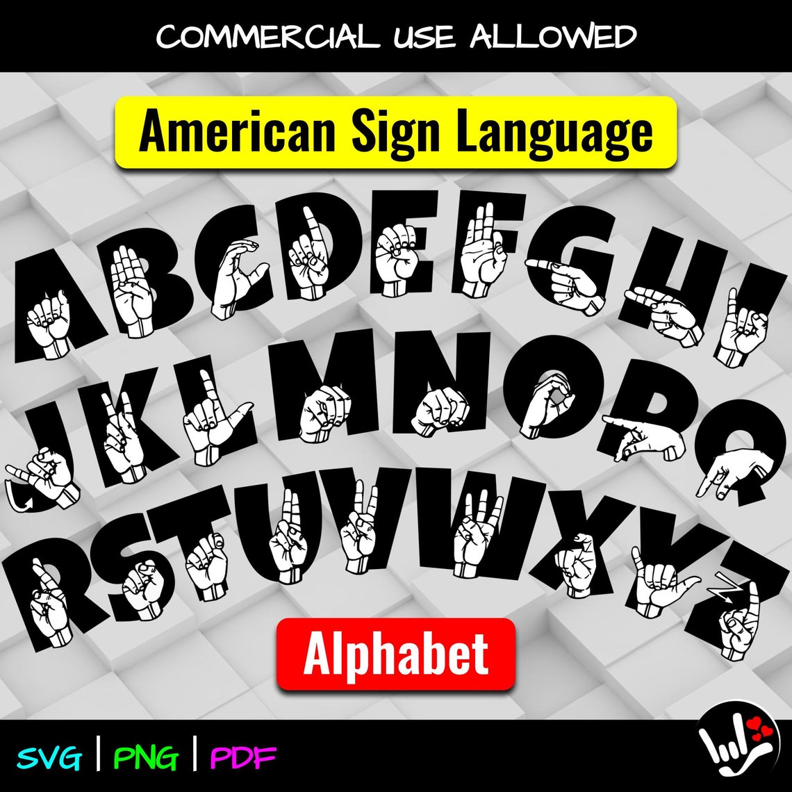 ASL SVG Sign Language Alphabet SVG American Sign Language Etsy
