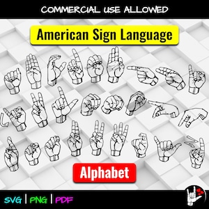 ASL SVG Sign Language Alphabet SVG • American Sign Language svg • asl Alphabet • Sign Language Clipart • asl svg png • cut files printable